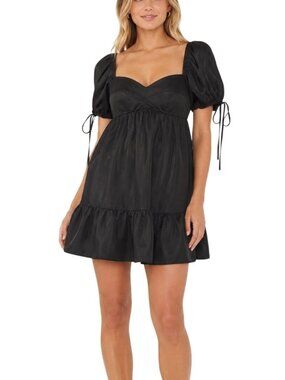 Amanda Uprichard Sicily Puff Sleeve Taffeta Mini Dress
